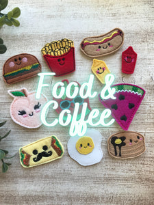 Food, Coffee, Fast Food, Fruits Embroidered Felties