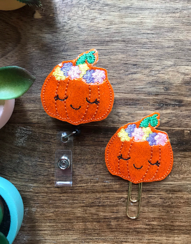 Girl Pumpkin with Flowers