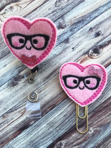 Valentine Pink Heart w/Glasses